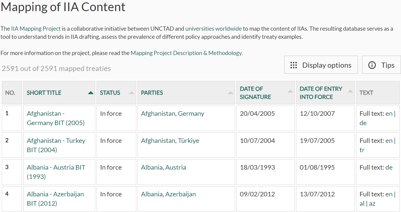 Scraping the table on the Mapping of IIA Content webpage.